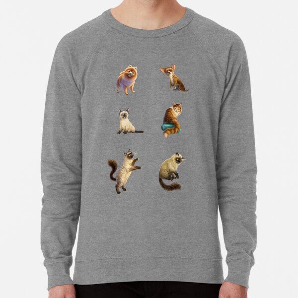 Six dog and cat stickers Lightweight Sweatshirt