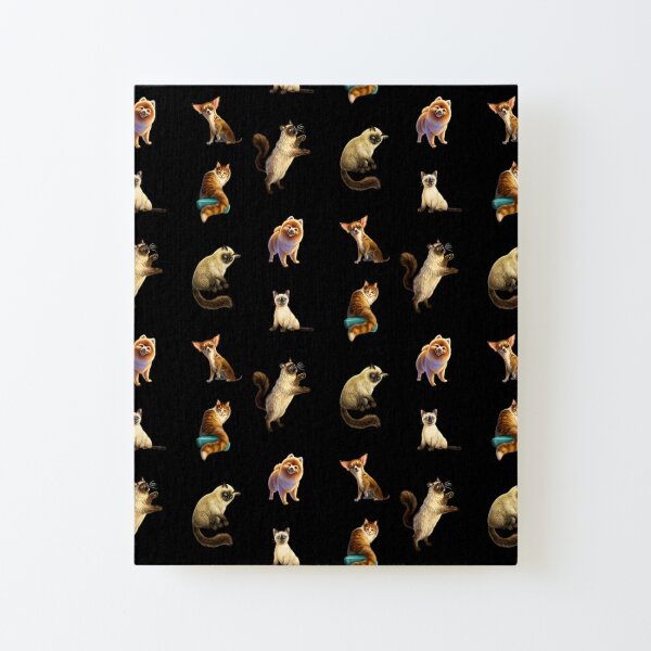 Six dog and cat stickers Canvas Mounted Print