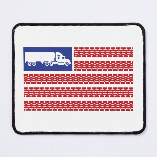 Item preview, United States Flag with Tire Tracks and Sleeper Cab Semi Truck  designed and sold by Sam Morrison.