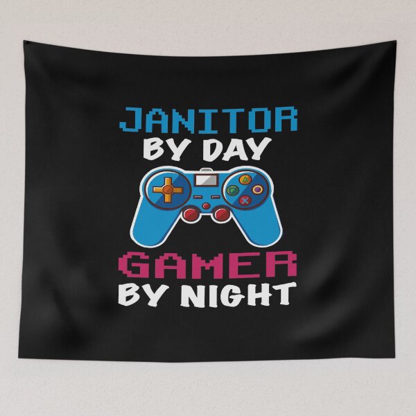 Item preview, Janitor By Day Gamer By Night shirt, Funny Janitor Gamer Birthday Gift, Janitor Dad Husband Boyfriend Video games Lovers Christmas Gift designed and sold by xlnv.
