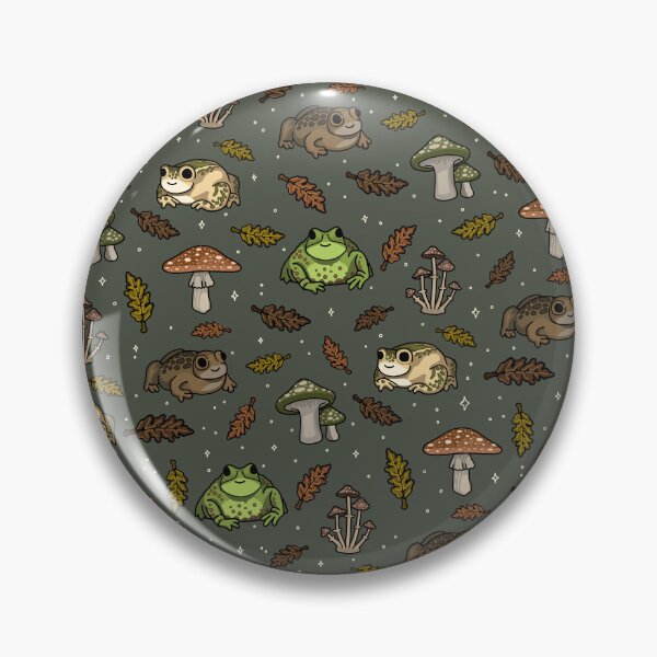 Item preview, Toad Forest, British Woodland Cartoon Pattern - Muted Green designed and sold by auristela.