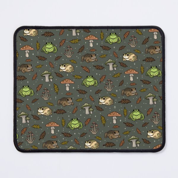Item preview, Toad Forest, British Woodland Cartoon Pattern - Muted Green designed and sold by auristela.