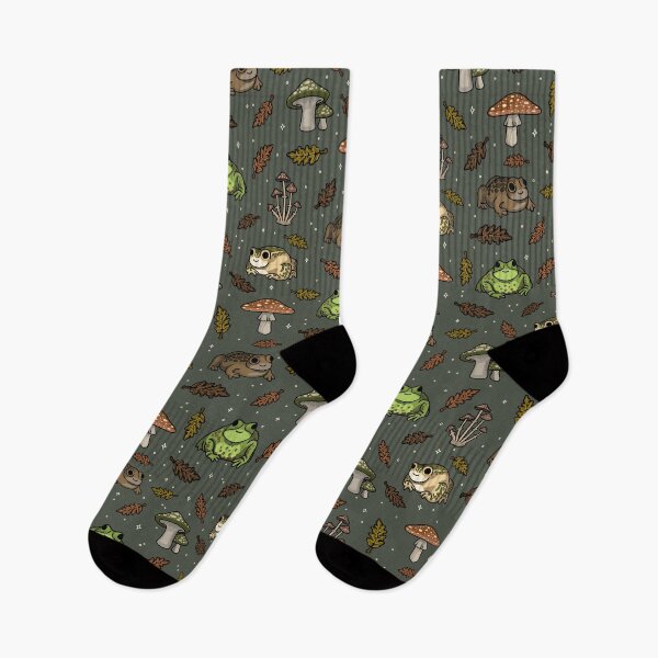 Item preview, Toad Forest, British Woodland Cartoon Pattern - Muted Green designed and sold by auristela.