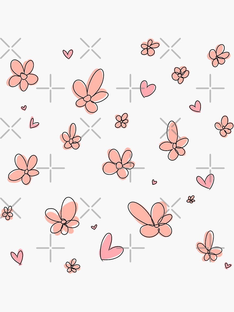 Imagen 3 de 3, Pegatina con la obra Mezcla de corazones y flores Heartstopper (rosa), diseñada y vendida por Sophprano.