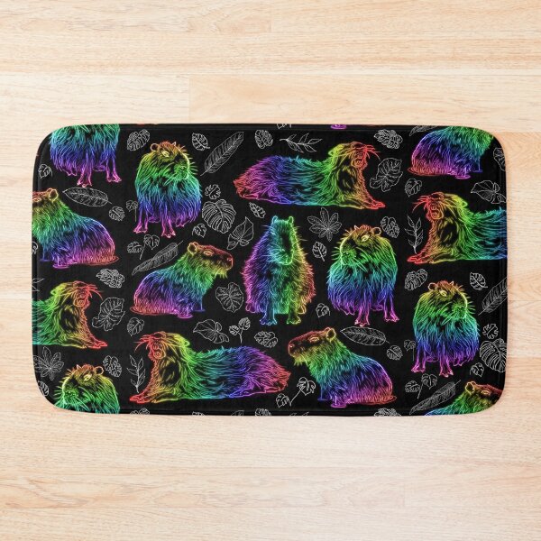 Item preview, Rainbow Capybaras and Tropical Leaves designed and sold by nimreninmu.