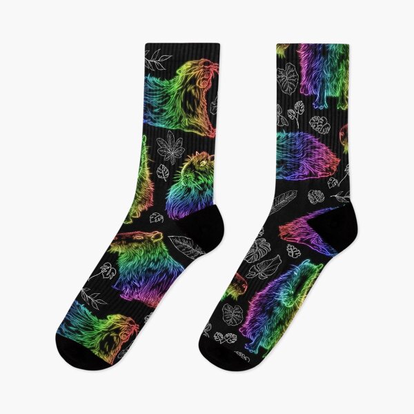 Item preview, Rainbow Capybaras and Tropical Leaves designed and sold by nimreninmu.