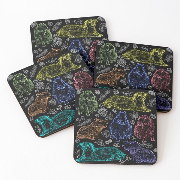 Item preview, Colorful Capybaras and Tropical Leaves designed and sold by nimreninmu.