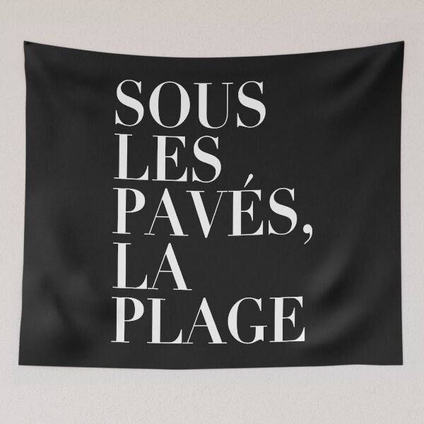 Item preview, ! new ! paris revolt, may  'sous les paves, la plage' white on deep red classic t shir designed and sold by ThomasMcelrath.