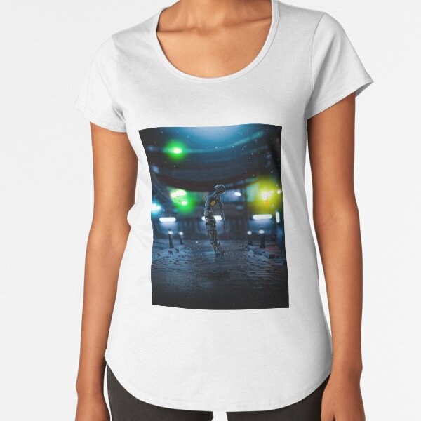 Robot Comes to Life Premium Scoop T-Shirt