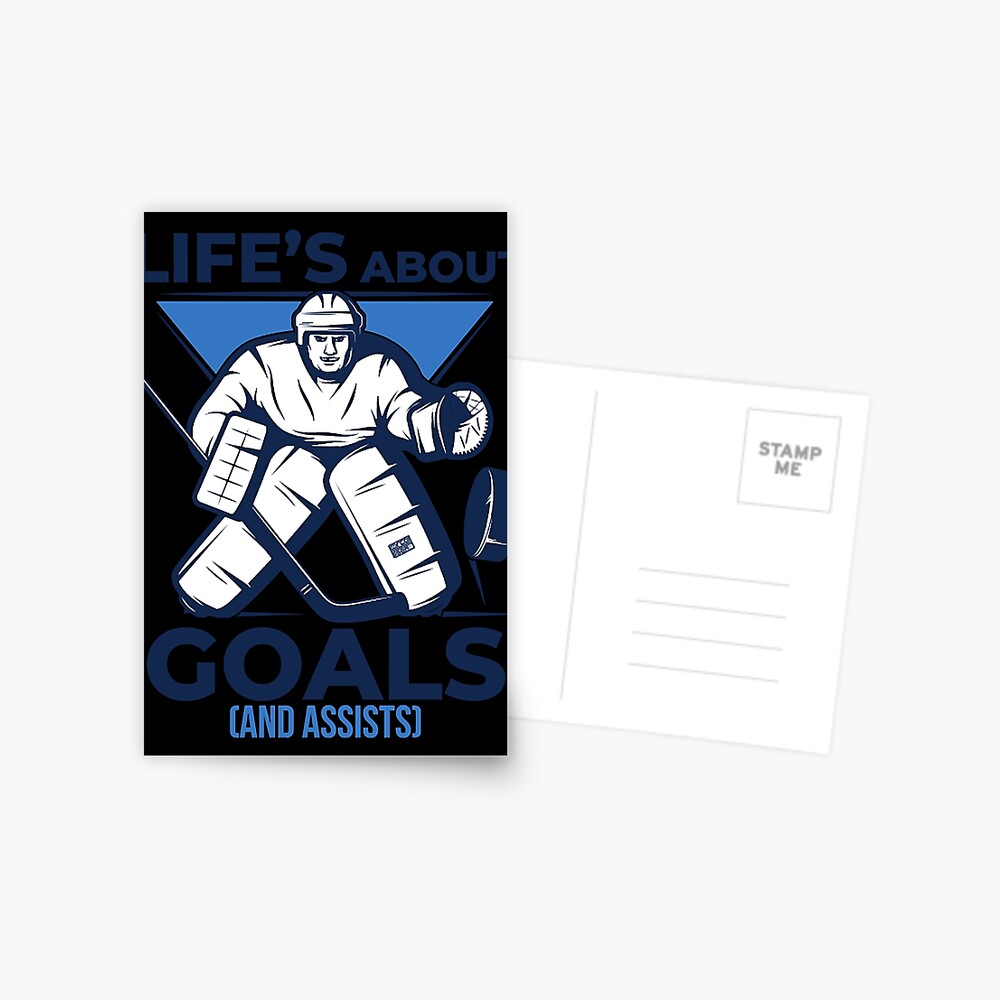 Cool Funny Life Goals & Assists Ice Hockey Game Team Players | Greeting Card