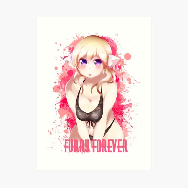 Blonde Hair Bikini Furry Girl Art Print By Catifornia Redbubble