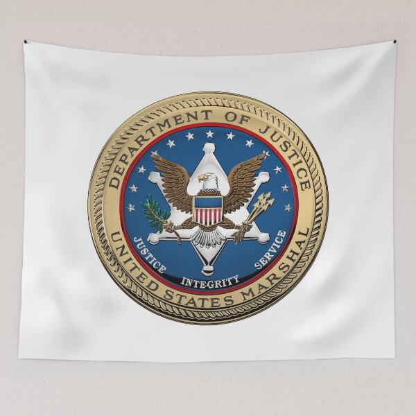 Item preview, U.S. Marshals Service - USMS Seal over White Leather designed and sold by Serge Averbukh Art Studio.