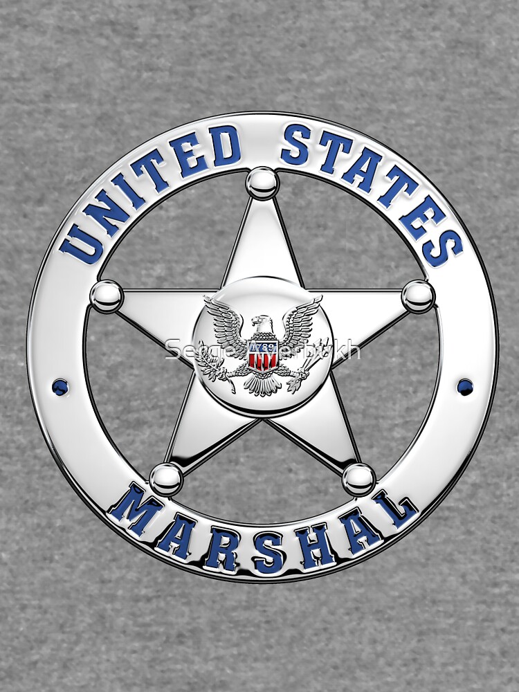 U S Marshals Service Usms Badge Over White Leather Lightweight