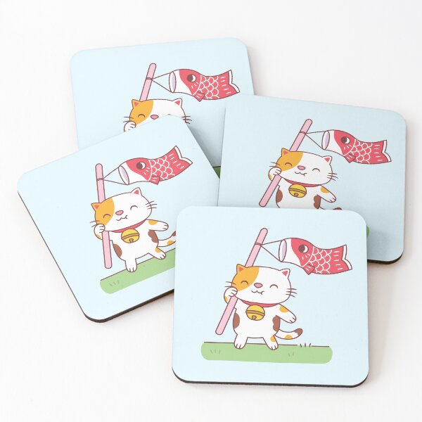 Item preview, Cute Neko Cat and Koinobori Carp Streamer designed and sold by rustydoodle.