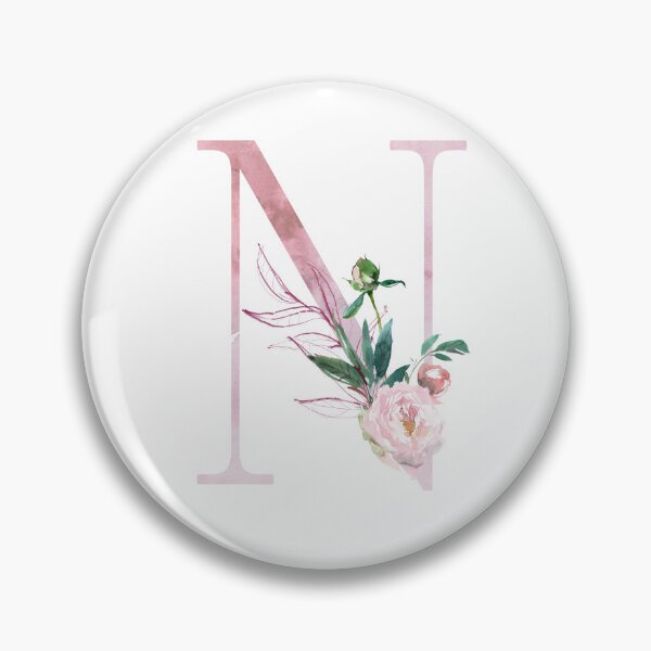 Item preview, Letter N Pink Peony Flower designed and sold by WildAliceArt.