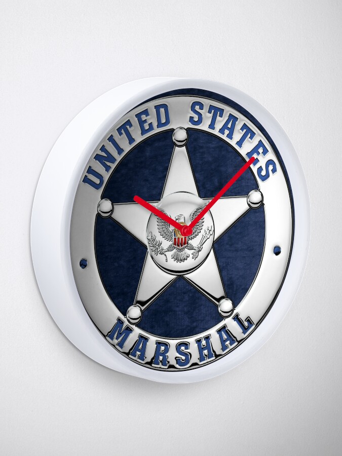 U S Marshals Service Usms Badge Over Blue Velvet Clock By