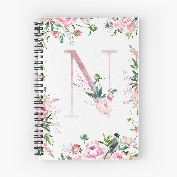 Item preview, Letter N Pink Peony Flower designed and sold by WildAliceArt.