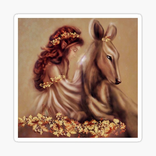 Friendship: Fairy and Deer Fantasy Wall Art Sticker