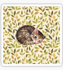 Pegatina Gatito soñoliento Patrón de acuarela