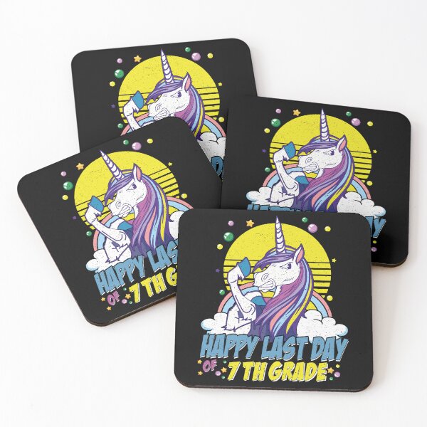 Item preview, Happy last Day Of School 7th Grade Unicorn Graduation distressed Teachers and Kids Gift designed and sold by YAHIA-14.