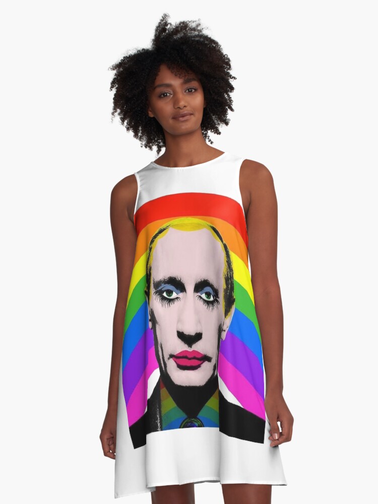 Thumbnail 1 of 4, A-Line Dress, Vladimir Putin Gay Clown designed and sold by ScottToddy.