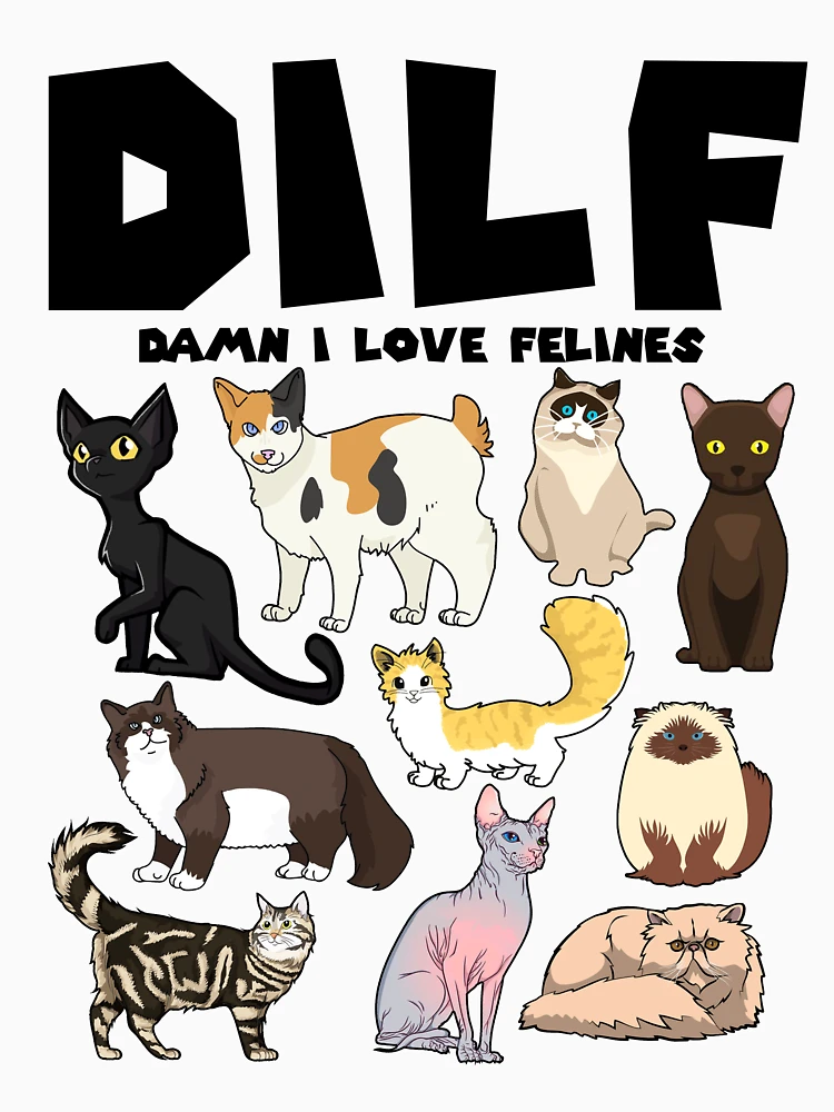 DILF Damn I Love Felines  Unisex Graphic T-Shirt – Teen Hearts Clothing -  STAY WEIRD