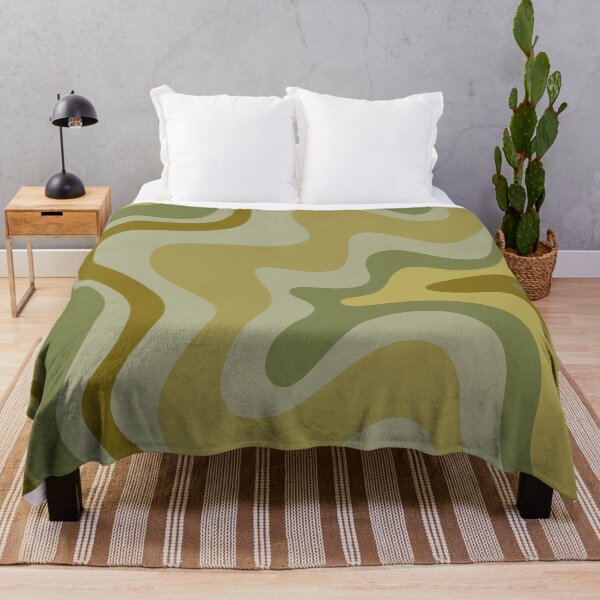 Item preview, Retro Liquid Swirl Abstract Pattern in Olive Green and Celadon Tones designed and sold by kierkegaard.