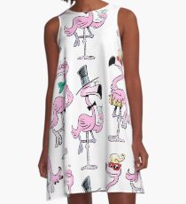 Pink Flamingo Party A-Line Dress