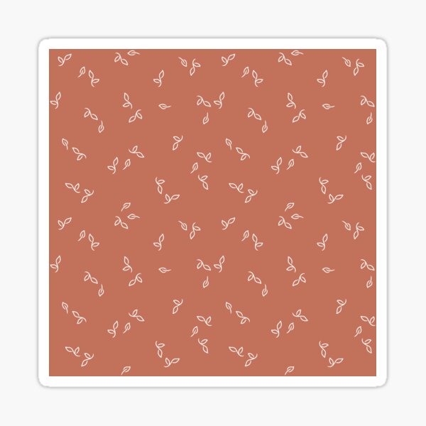 Simple hand drawn little leaves scattered on terracotta Sticker