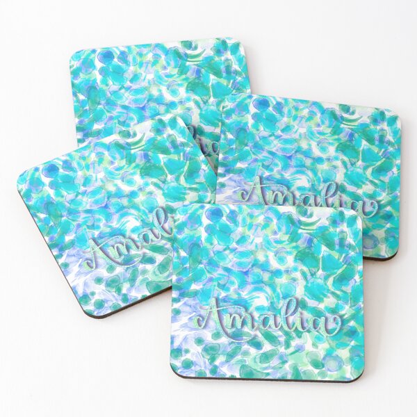 Item preview, AMALIA - Personalized watercolor design with the name of AMALIA, in blue, turquoise and green. designed and sold by CristelDesign.