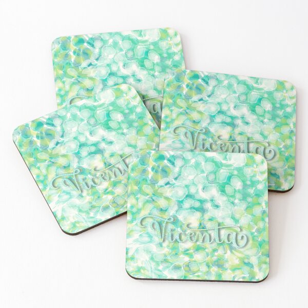 Item preview, VICENTA - Personalized watercolor design with the name VICENTA, in green, lime, white, blue. designed and sold by CristelDesign.