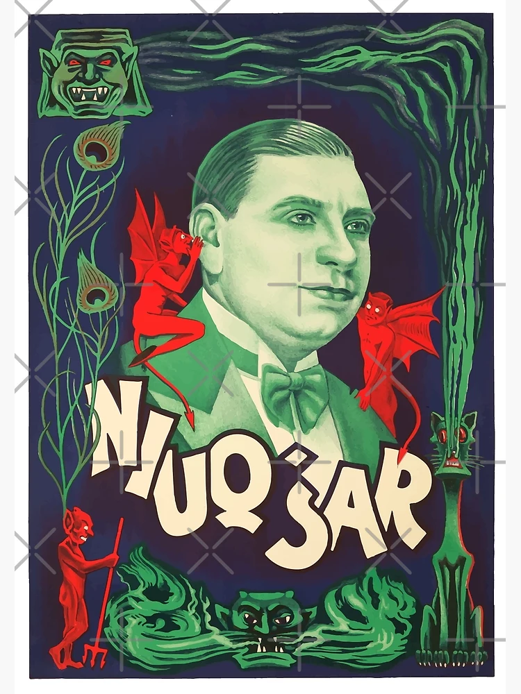 Magician with the devil whispering in his ear, Vintage poster