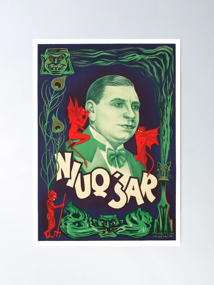 Magician with the devil whispering in his ear, Vintage poster