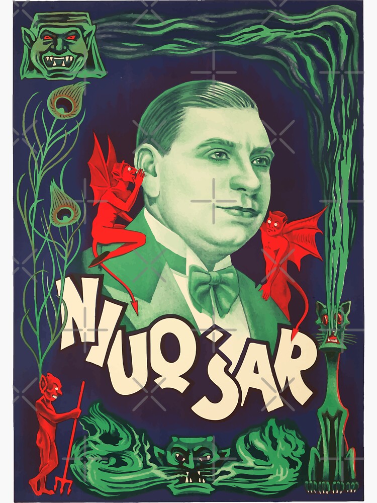 Magician with the devil whispering in his ear, Vintage poster
