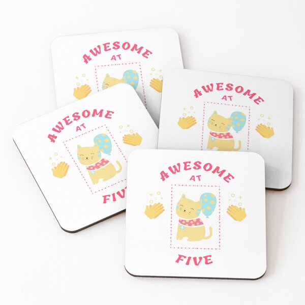 Item preview, Awesome At Five - Happy 5th Birthday - 5 Years Old Kids -  5th Birthday Cat designed and sold by The Red Nox.