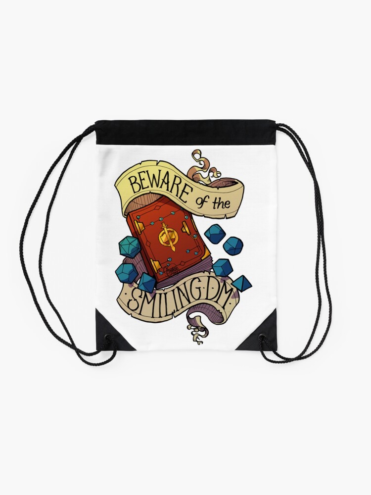 Alternate view of Beware of the Smiling Dungeon Master Drawstring Bag