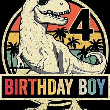 Kids Four A Saurus Birthday T Rex 4 Year Old Dino 4th Dinosaur Sticker for  Sale by HugheDemeyer