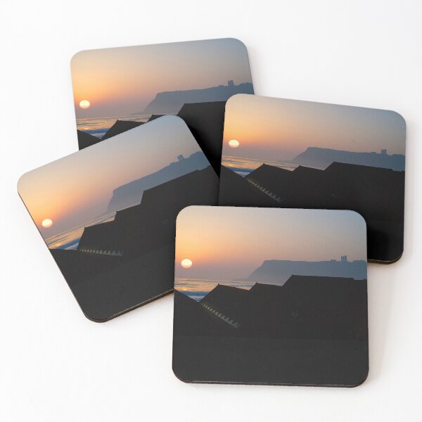 Item preview, Scarborough Beach Huts Sunrise Silhouette  designed and sold by Alisonchambers2.