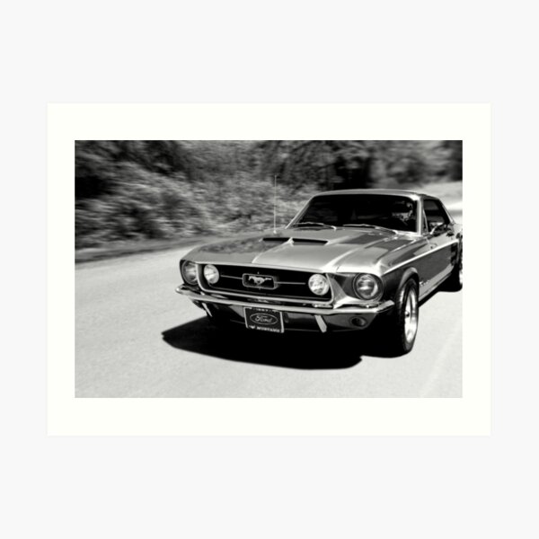 1967 Ford Mustang B/W Art Print
