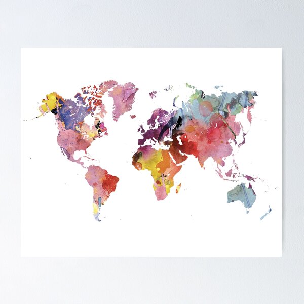 Item preview, Watercolor world map, Africa centred designed and sold by SouthPrints.