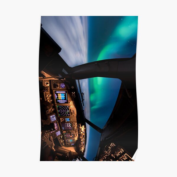 Flying under the Aurora Borealis Poster