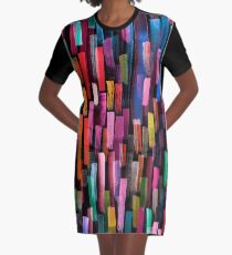 Multicolored watercolor stripes pattern Graphic T-Shirt Dress