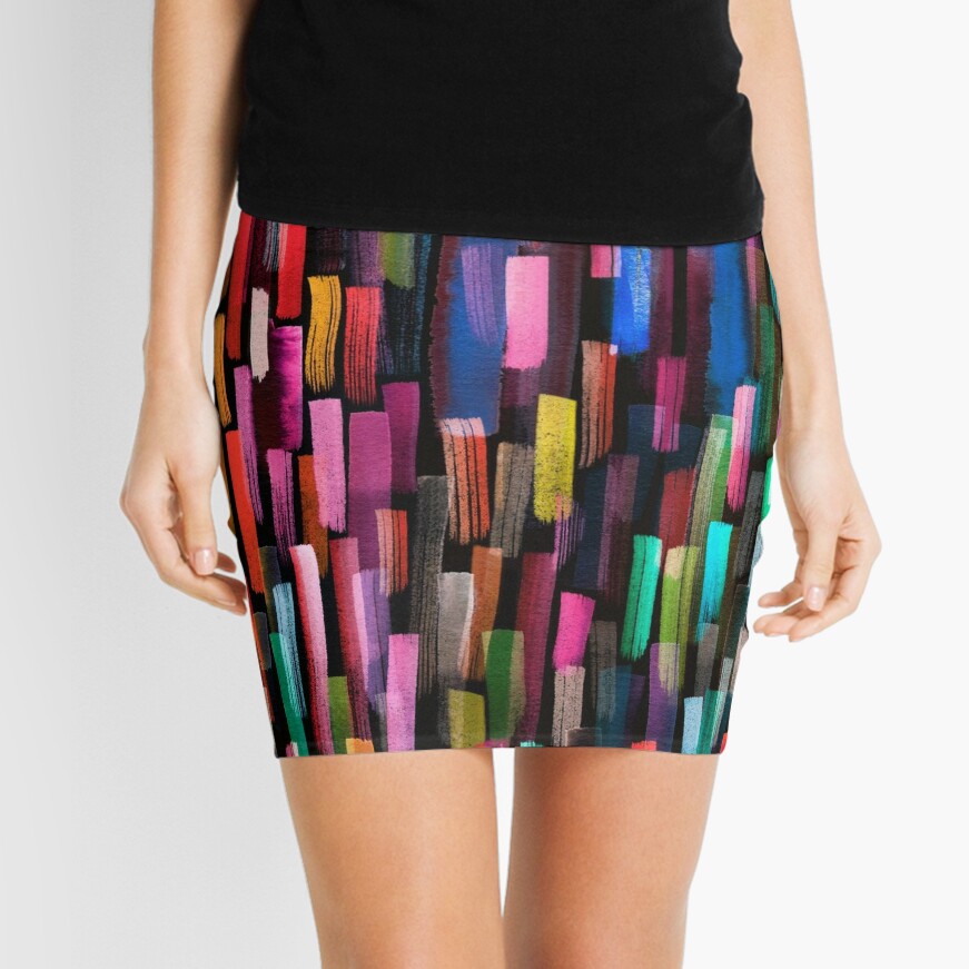 Multicolored watercolor stripes pattern Mini Skirt