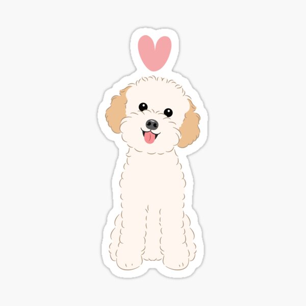 "LOVE Cream White Toy Poodle" Sticker by Lulupainting Redbubble