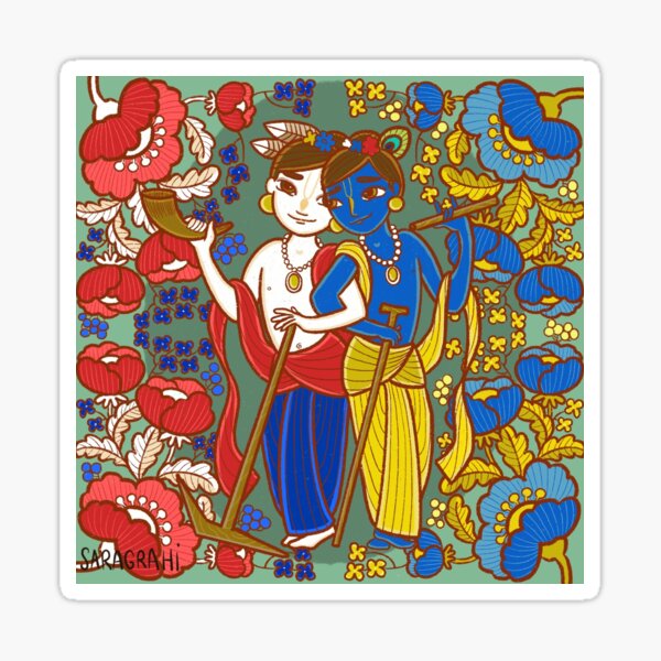 Sweet brothers Krishna and Balarama. Sticker