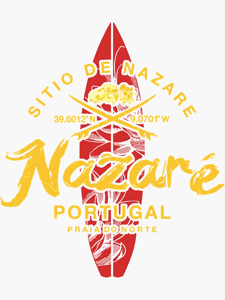 "Nazare Portugal Vintage Surfing" Sticker by DanielTumlin Redbubble