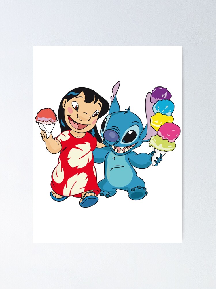 Póster de Lilo & Stitch de dibujos animados de Disney, pintura en