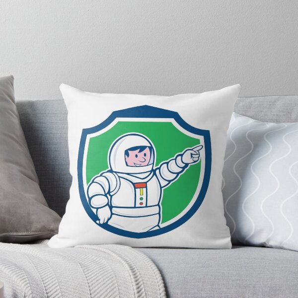 Item preview, Astronaut Pointing Front Shield Cartoon designed and sold by patrimonio.