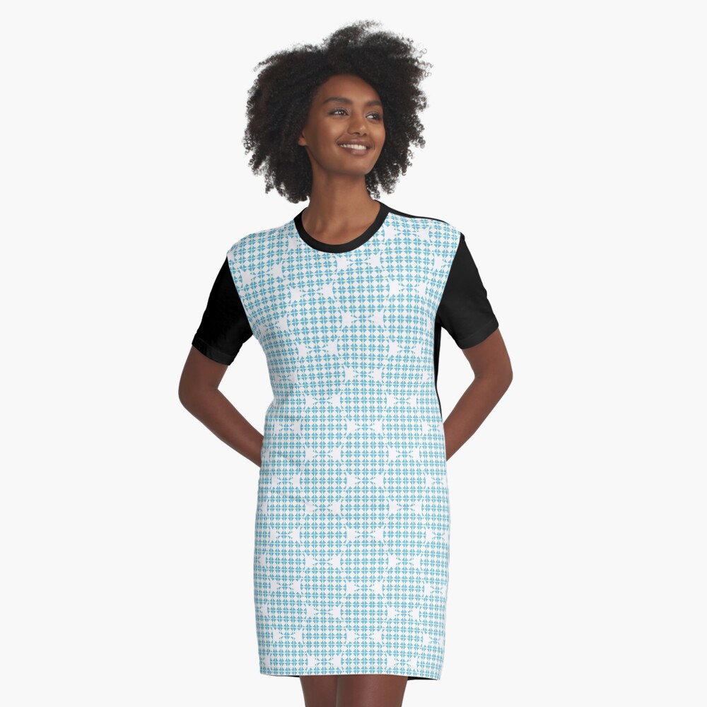 Circles pattern Blue-Yellow Graphic T-Shirt Dress