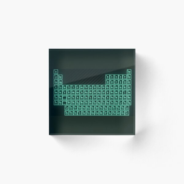 Tritium Green Glowing Tube Periodic Table Acrylic Block